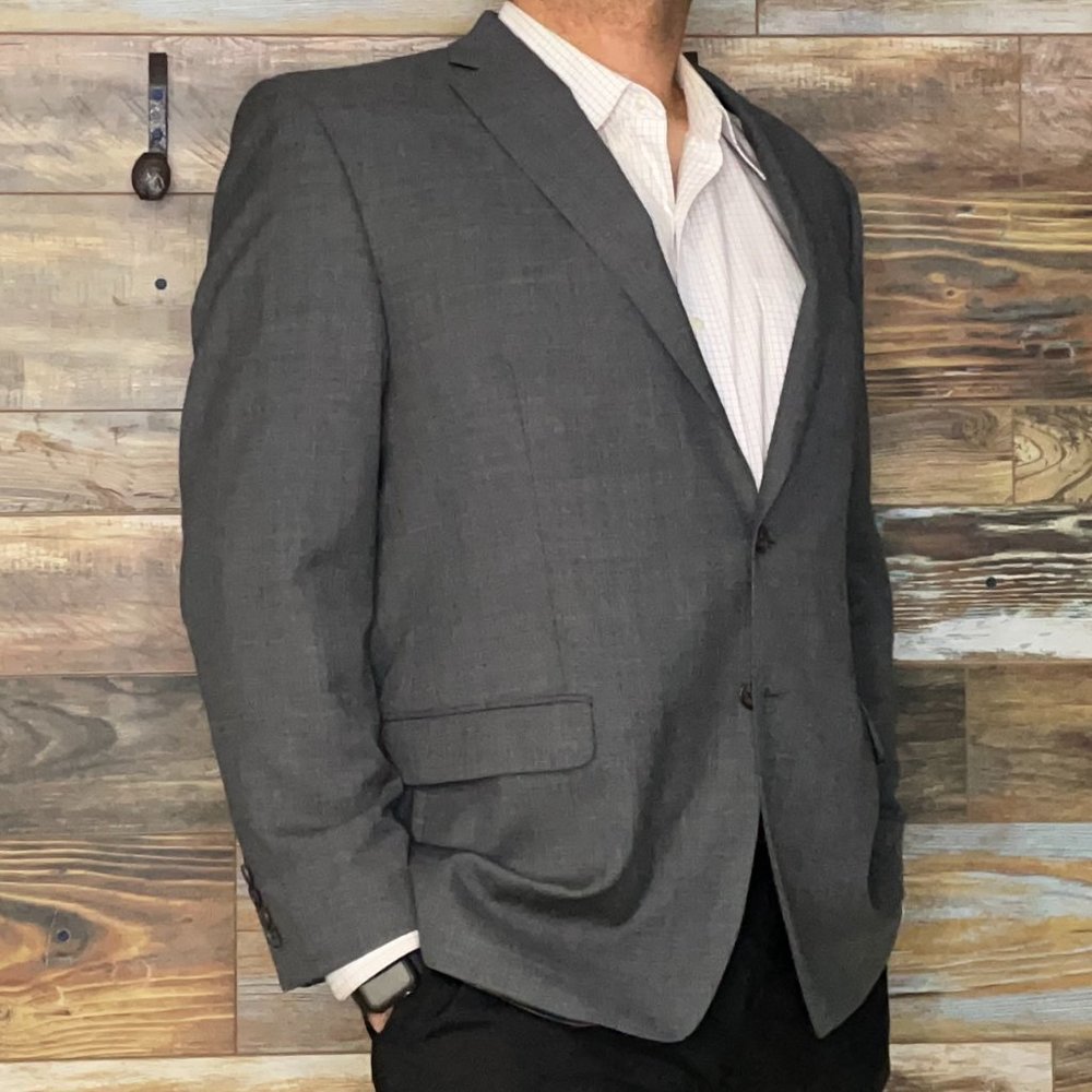 Ralph Lauren 100% Wool Gray Geometric Blazer Sport Jacket Size 48R